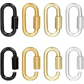 UNICRAFTALE 8Pcs 4 Colors Alloy Oval Screw Carabiner Lock Charms Oval Screw Locking Carabiner Clasp Metal Clip Hook Quick Link for Necklaces Jewelry Making