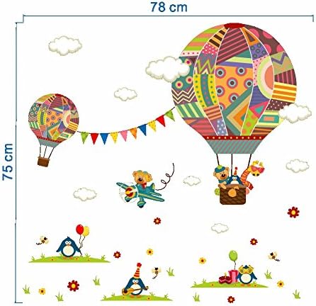 colorful Hot Air Balloon Animal Nursery Room wall sticker Bear Giraffe children 's room cartoon classroom Wall Decals Poster