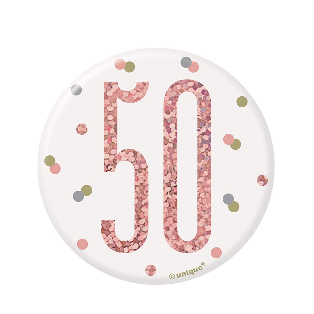 Unique Number '50' Badge | Glittery Rosegold | 1 Pc, Rose Gold