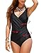 Women's Sexy Slim One Piece U Back Bikini Monokini Tummy Control Swimsuit Plus Size Blouson V-neck Swimwear