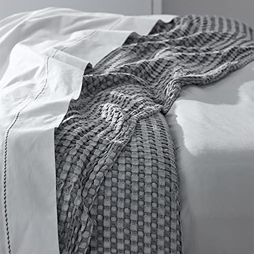 Bedsure Waffle Cotton Blanket Twin Grey Viscose from Bamboo Waffle