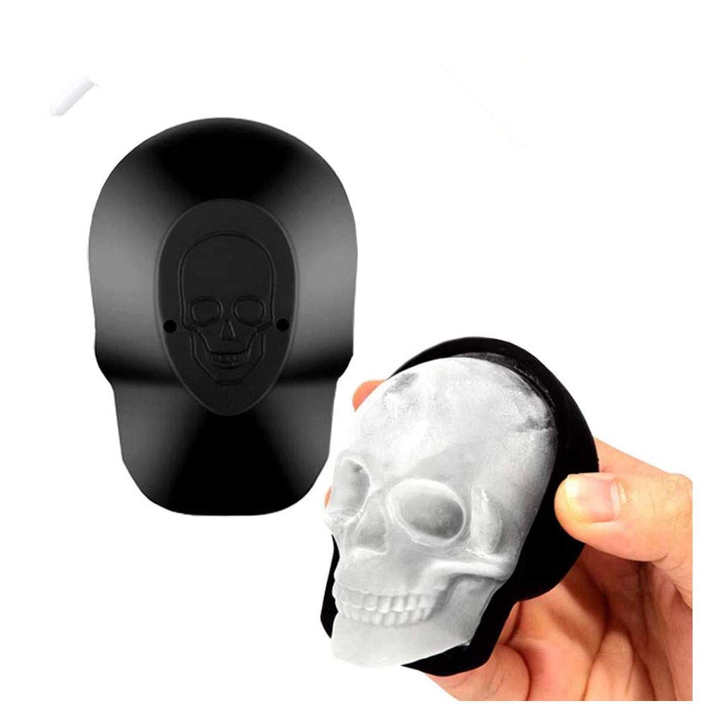 3D Big Skull Ice Cube Mould Silicone Ice Mold Big Skull Cake Mould Funny Ice Skull for Whiskey, Cocktails and Juice Beverages for Party(8.5 * 7cm)