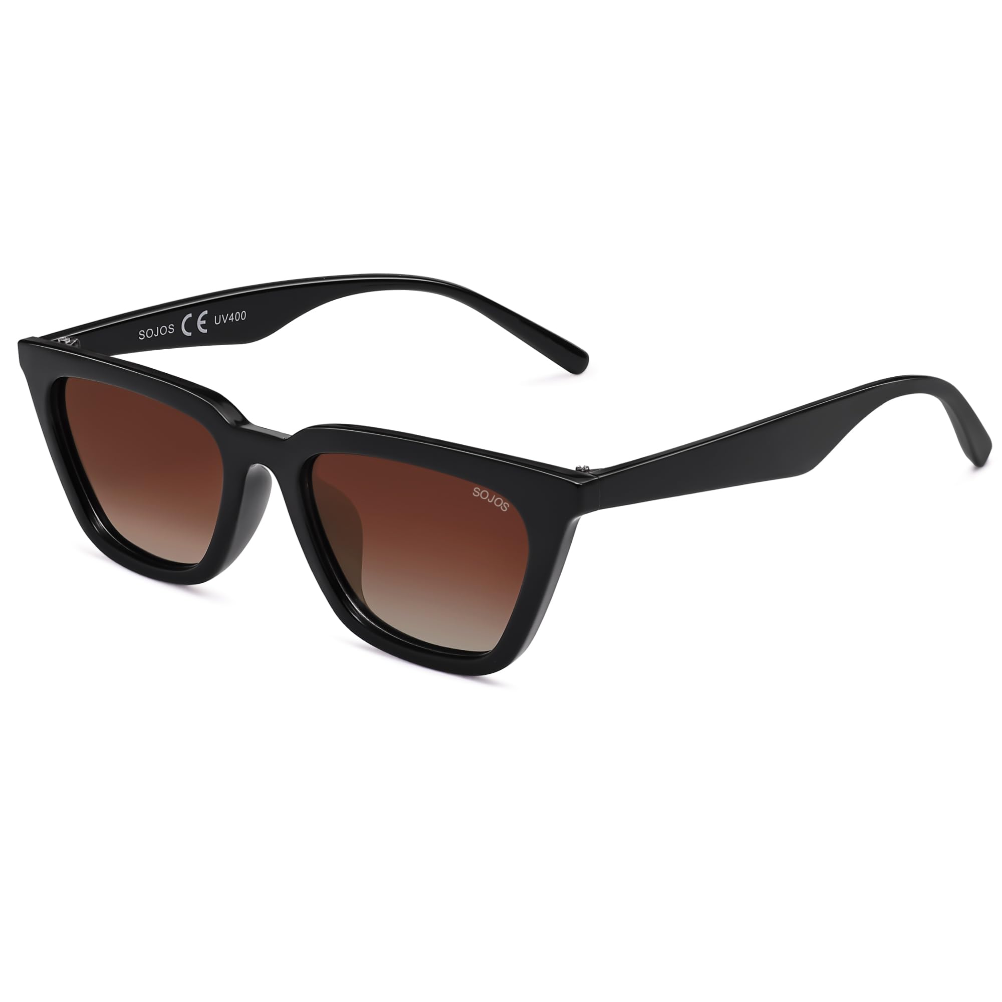 Photo 1 of SOJOS Polarized Narrow Square Cateye Sunglasses for Women Retro Trendy Driving Glasses SJ2169 with Black Frame/Red Lens