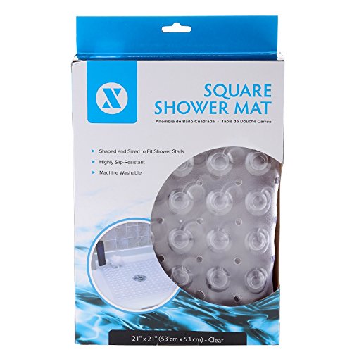 SlipX Solutions Clear Square Shower Stall Mat Provides Reliable Slip