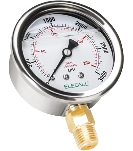 Flüssigkeitsgefülltes hydraulisches Manometer 0-3750PSI 0-250 Bar