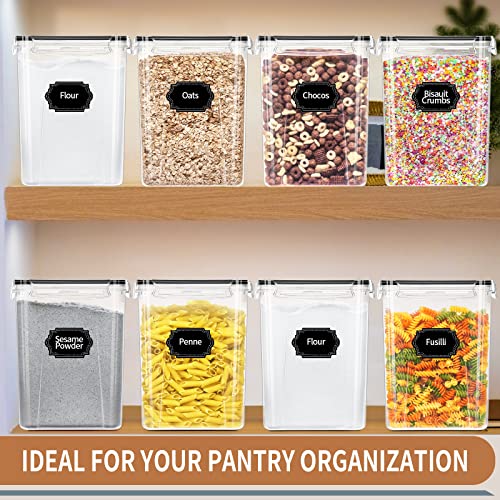 Large Tall Airtight Food Storage Containers with Lids, 4 PCS 5.2L, Kitchen Pantry organizers and storage, PRAKI Kitchen Storage Containers Set for Cereal, Flour & Baking Supplies with Labels & Marker