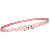 VONMELLI Thin Belts for Women Skinny Leather Belt Women for Dress Jeans Fashion Waist Belt with Sliver Buckle