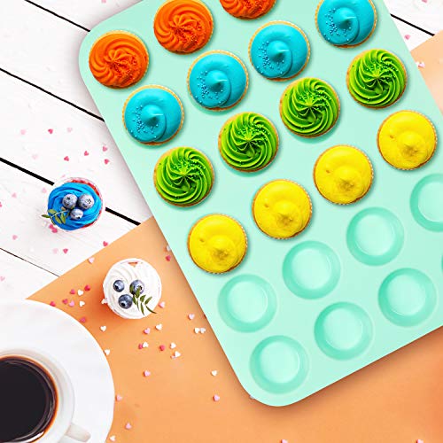 image for Senbowe Silicone Muffin and Cupcake Pans - Set of 2 | Cake Molds |Baki