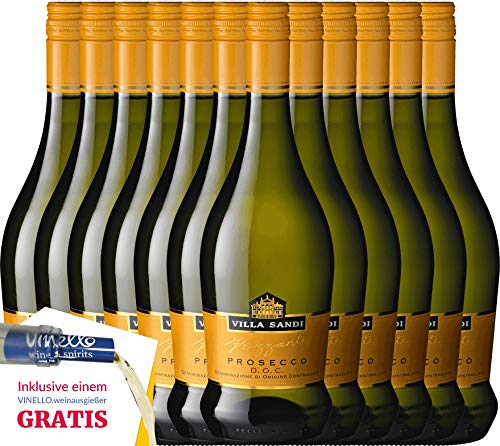 VINELLO 12er Weinpaket Perlwein - Prosecco Frizzante DOC - Villa Sandi mit einem VINELLO.weinausgießer | fein… – Bild 3