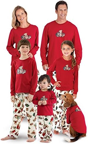 PajamaGram Vermont Teddy Bear Matching Family PJs, Red, Women 3X (24-26)