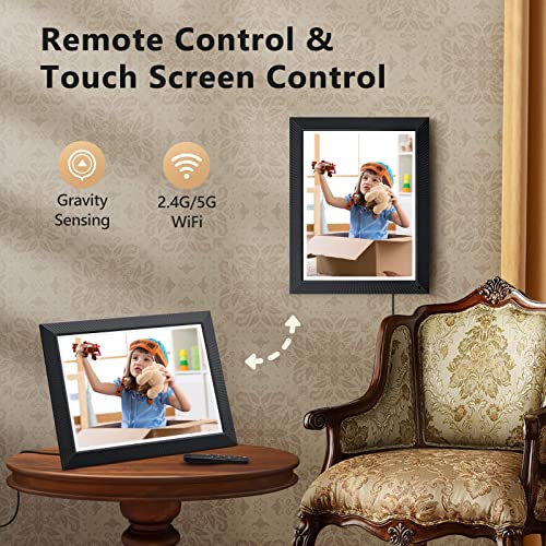 Digital Picture Frame, Benibela 16.2 Inch 32GB Dual WiFi Smart Photo Frame with 1258 * 930 IPS Touch Screen, Motion Sensor, Remote, Display for Sharing Photo Video via App Email USB