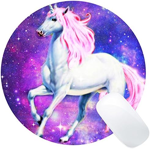 Luckcac Round Mouse Pad Customized Design, Magic Galaxy Unicorn
