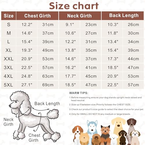 Idepet Dog Water Coat Winter Clothes for Small Medium Large Dogs Pets Sizes S M L XL XXL 3XL 4XL 5XL