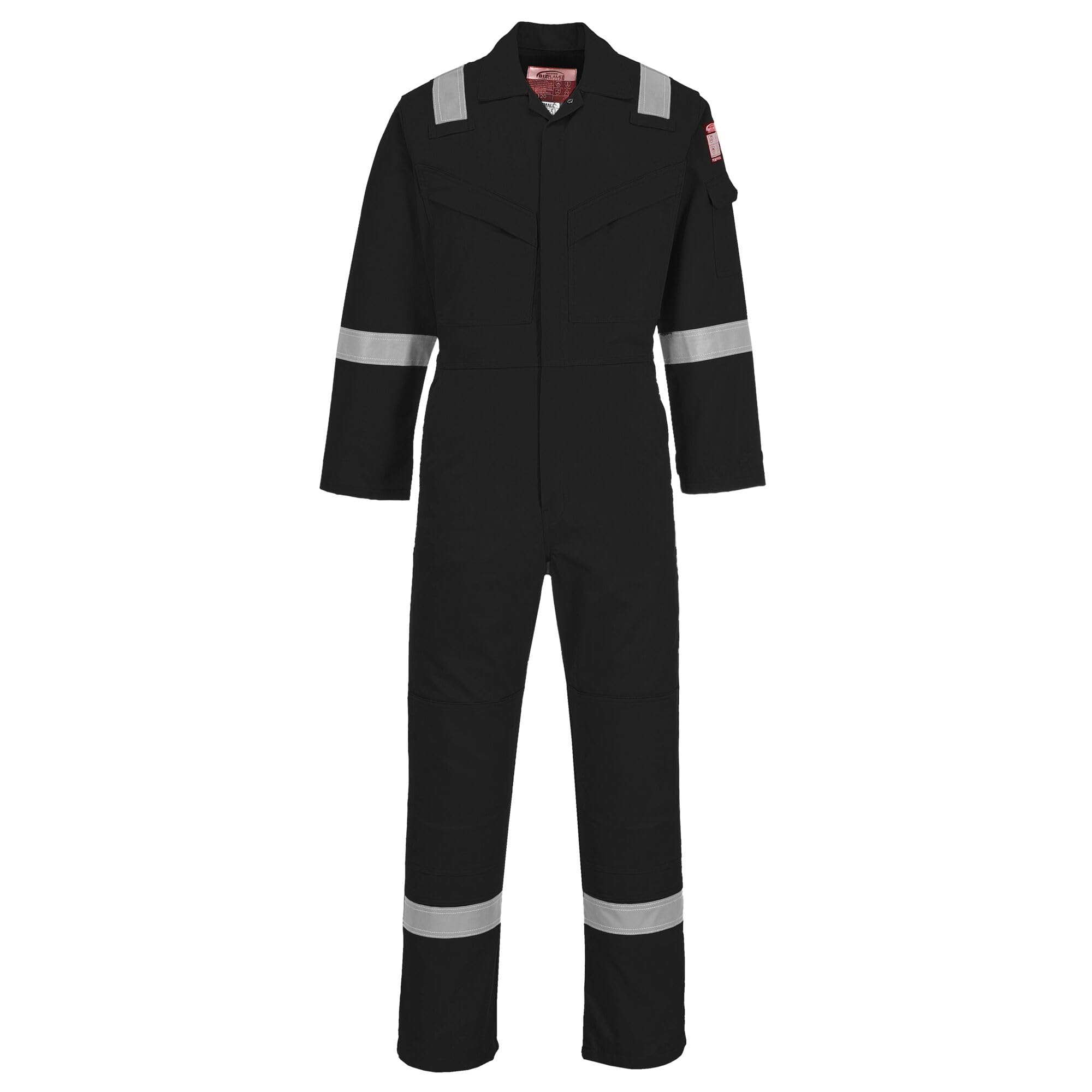 Portwest FR21 Men's Lightweight Fireproof Overalls Flame Resistant Anti-Static Welding Coverall Boiler Suit Black, XX-Large