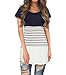 LYXIOF Women's Short Sleeve Shirts Triple Color Block Summer Tee Casual Blouse Round Neck Tunic Tops
