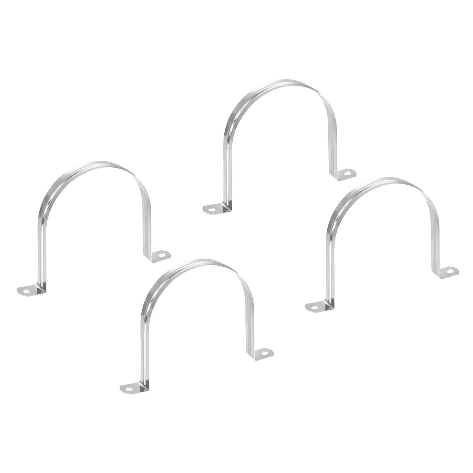 PATIKIL 3.94 inch/100mm Rigid Pipe Strap Clamp, 4 Pcs 304 Stainless Steel Two Hole U-Shape Tube Clip Pipe Fasten Holder for Pipe Fixing