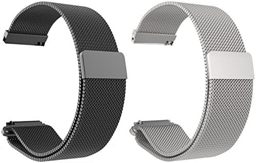 Turnwin Set of 2 Replacement Metal Milanese LOOP Bands for Fossil Q Founder Gen 2 Touchscreen Smartwatch