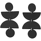 Acrylic Geometric Clay Drop Dangle Earrings for Women Handmade Irregular Polymer Earrings Boho Statement Dangling Earrings Jewelry Gift