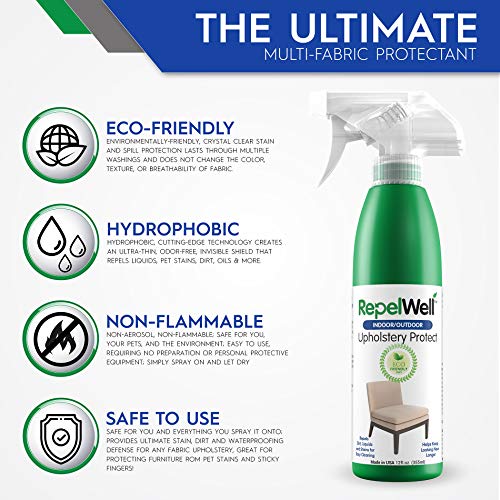 RepelWell Upholstery Protect Stain & Water Repellent Spray (24oz) Eco-Friendly, Pet-Safe Spray Keeps Your Fabric, Leather & Suede Upholstery Looking Like New - Thumbnail 2