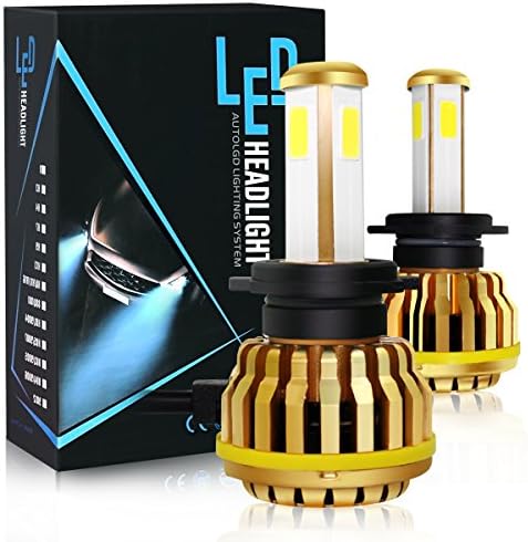Treedeng H7 LED Headlight Bulbs,4 Side LED bulbs, Extremely Bright COB LED Chip, 60W 7200LM 6000K, Turbo Heat Dissipation, 2 Year Warranty