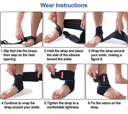 Beister Adjustable Compression Ankle Brace, Elastic Foot Support Wrap, Sprains Foot Brace for Sports Protect, Arthritis, Plantar Fasciitis, Achilles Tendonitis
