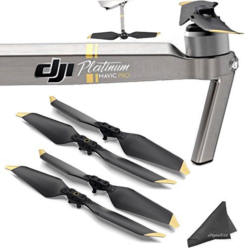 Low-Noise, Quick-Release Propellers for DJI Mavic Pro / Mavic Pro Obsidian Quadcopters (Golden, 2 Sets)