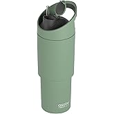 asobu Cosmic Water Bottle - 32oz/1 Ltr Stainless Steel Chilled Water Bottle, Secure Grip Handle, Ideal for Travel, Fits Cup Holders, Keeps Beverages Cold, Green