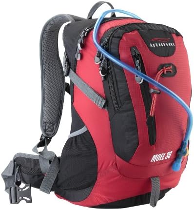 Aquabourne Moel 30L Backpack with Integral Water Bladder and Waterproof Rain Cover- Hiking Outdoors Walking Travel Rucksack - 3 Year Guarantee(Red)