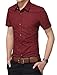 Aiyino Mens Print Casual Shirts Short Sleeve Fashion Cotton Shirts L Wine Red Shirt
