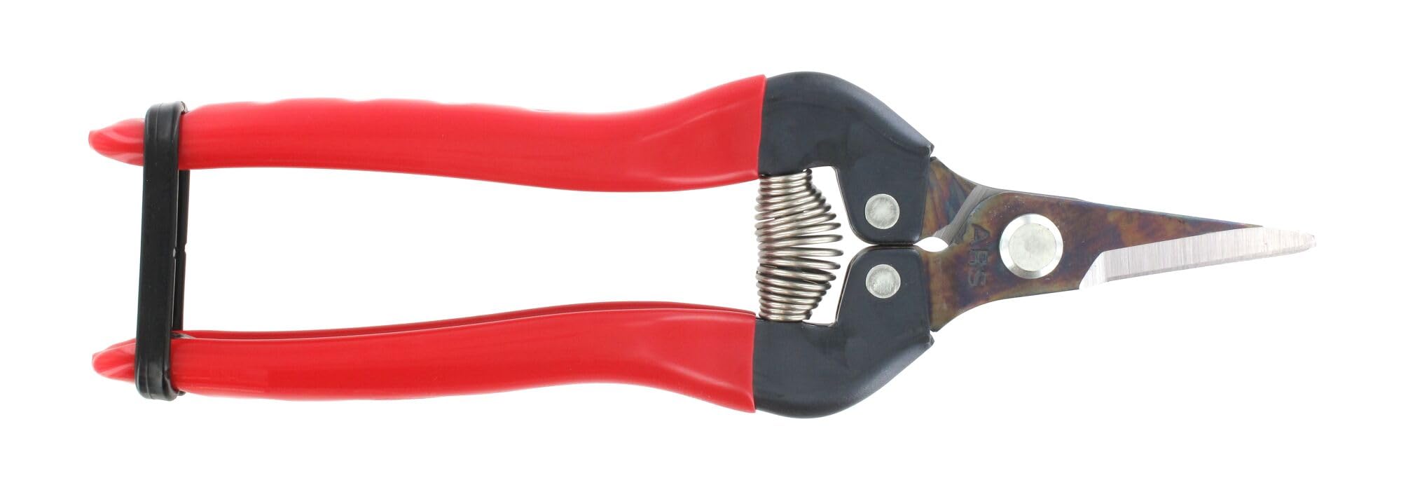 ARS Short Fruit Picking Shears - ARS-300-SS | Garden Scissors for Fruit Picking, Great Garden Tool with Straight Blade, Precision Clippers with Non-Slip Grip | Red Handle