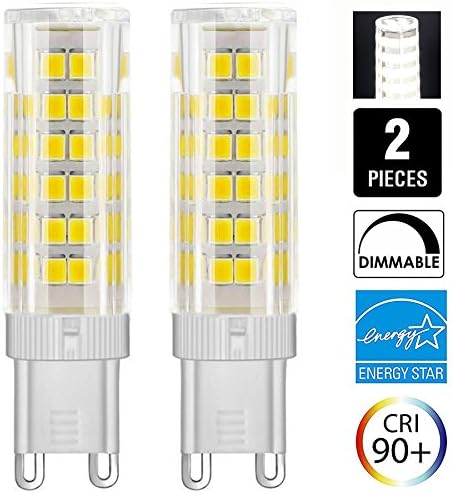 Dimmable G9 LED Bulb, 6 Watt, 500 Lumen, 50W Halogen Bulbs Equivalent, 360° Beam Angle, 120 Volt, T4 G9 LED Halogen Replacement Bulb, 2-Pack (6W, Daylight White)