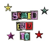 DIY 7Pcs Assorted Styles Sequins END to SEMED Stars Patches,Deal with It Sew on Patches for Clothes Dress Plant Hat Jeans Sewing Tiger