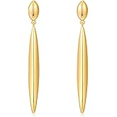 CUFELMU Gold Silver Minimalist Dainty Long Bar Drop Dangle Earrings for Women