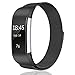 hooroor Fitbit Charge 2 Bands Small & Large for Women Men Girls, Milanese Loop Stainless Steel Metal Bracelet Strap with Unique Magnet Lock, No Buckle Needed for Fitbit Charge 2 (Black, Large)