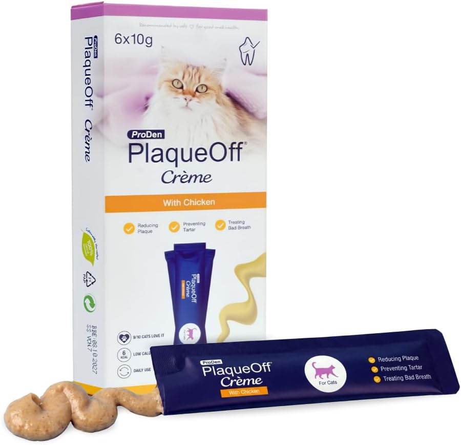 ProDen PlaqueOff Crème for Cats – Lickable Dental Care, 6 Chicken Pouches
