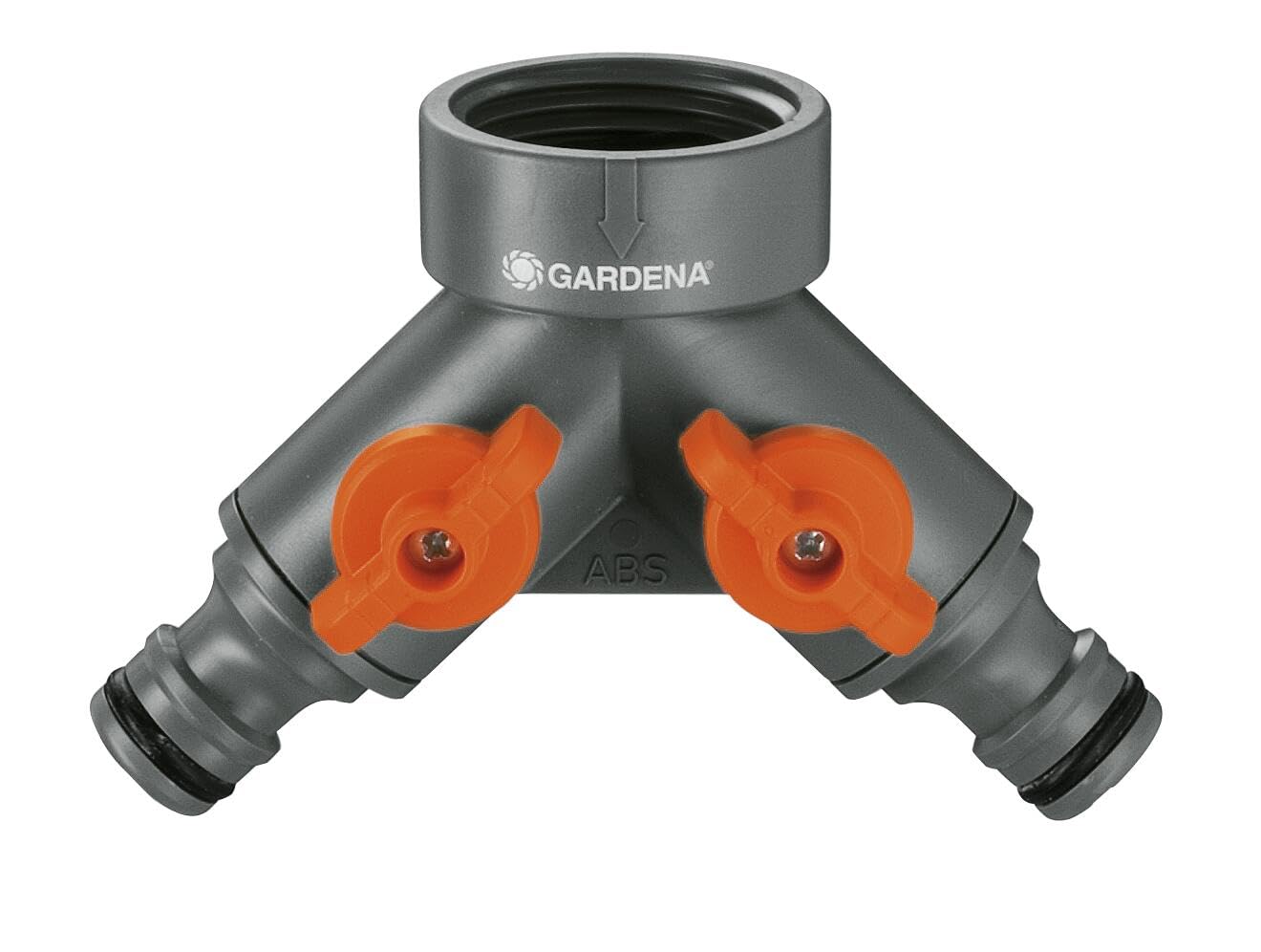 Gardena Twin-Tap Connector: Water Distributor for taps with 26.5 mm (G 3/4 inch) Threads for Connecting Two Devices at The Same time, Both outlets Adjustable (938-20) — image 1