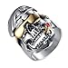 LineAve Men's Stainless Steel Skull Pilot Soldier Ring