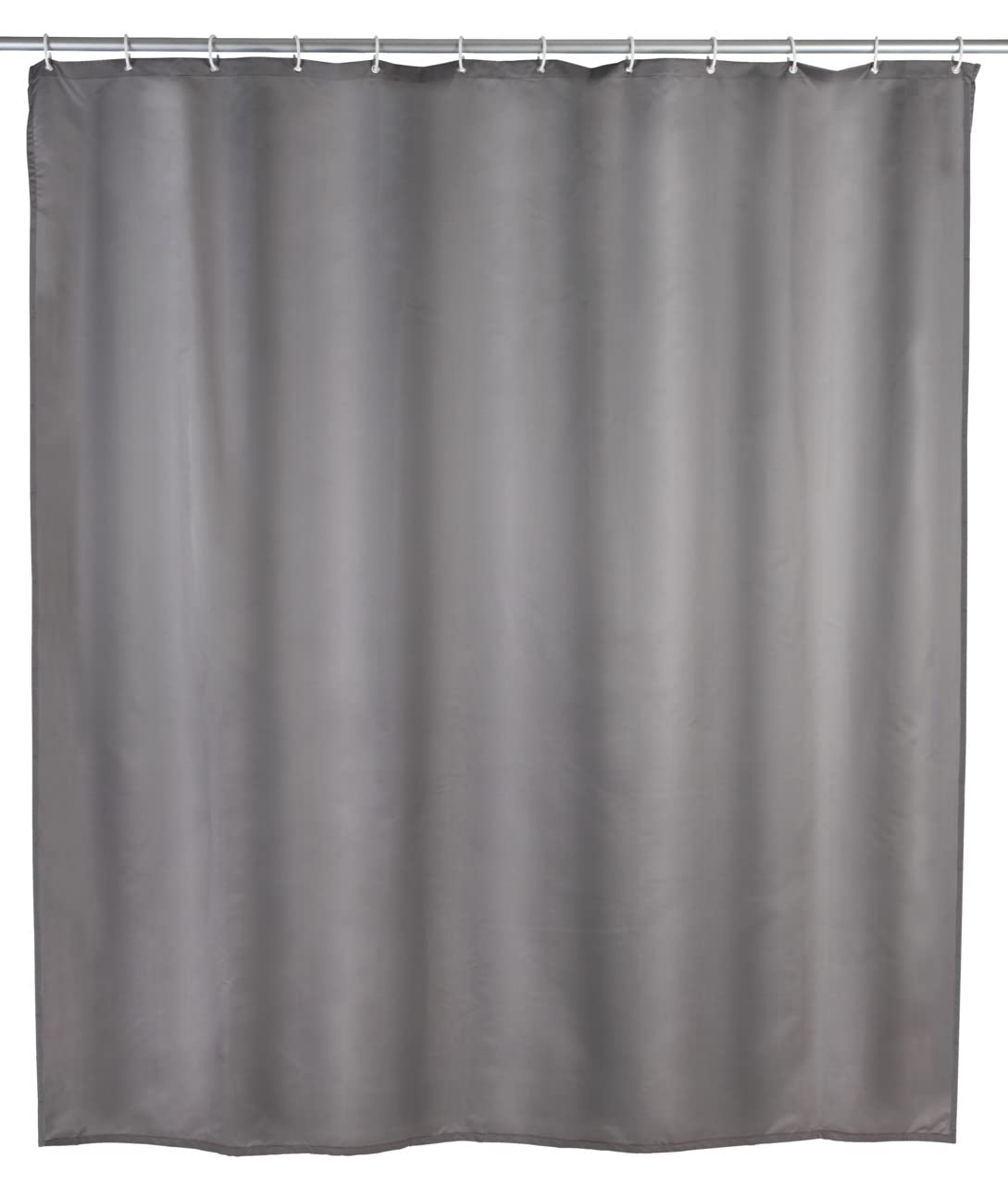 WENKO 20044100 Antimould shower curtain singlecolour Grey antibacterial, washable, Plastic Polyester, Grey