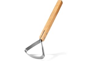 Hide Scraper Fleshing Tool, WADY Scraper Fleshing Tool, Stainless Steel fleshing Knife with Wooden Handle Hide Tanning Kit Ta