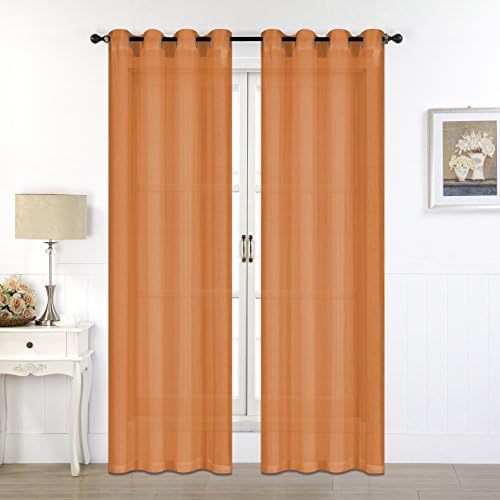 Rama Rose Window Treatment Room Solid Voliet Sheer Window Curtains/drape/panels/treatment size 54"x90" For Bedroom,Living Room,Set of 1 panel,(orange)