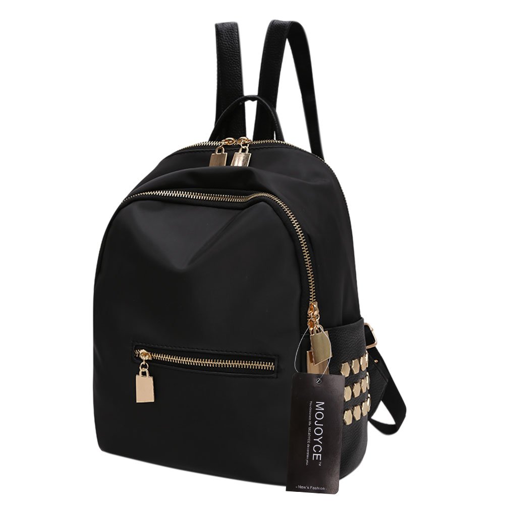 bestvech women's pu leather travel black backpack