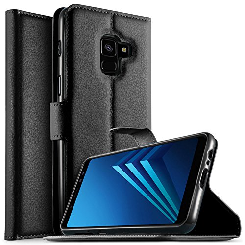 Samsung Galaxy A8 2018 case, KuGi Samsung Galaxy A8 2018 Case Premium PU Leather Wallet Case, [Card Holder][Drop Proof] Flip Folio Protective Phone Cover for Samsung Galaxy A8 2018 smartphone(Black)