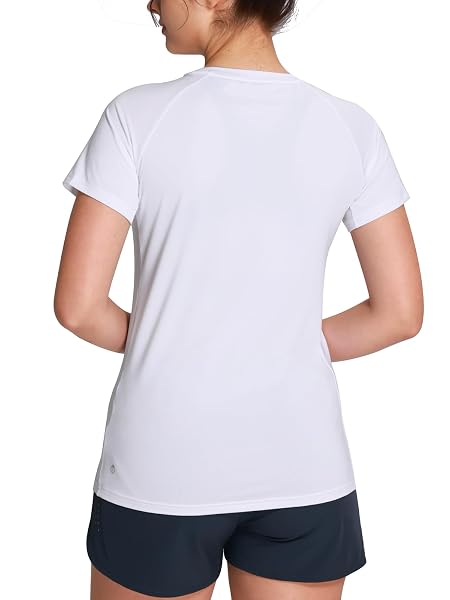 NORTHYARD WOMEN’S WORKOUT TOPS ATHLETIC SHIRTS QUICK DRY RUNNING T-SHIRT SHORT SLEEVE MOISTURE WICKING CREW NECK TAG-FREE BASIC TEES FOR GYM TRAINING SPORT WHITE S