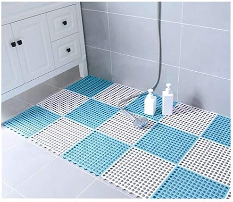 Amazon お風呂マット すべり止め 浴槽マット 防カビ 浴室マット バスマット 浴室 床シート 抗菌防カビ 転倒防止 急速排水 バスマット 赤ちゃん 高齢者 介護用 8枚 ホウイト ブルー 18pcs 風呂マット すのこ ホーム キッチン オンライン通販