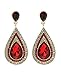 Women's India Inspired Teardrop Gemstone Evening Dangling Earrings, Ruby Red