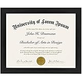 Americanflat 8.5x11 Diploma Frame with Shatter-Resistant Glass - Document Frames with Engineered Wood - Legacy Collection - Certificate Frame for Tabletop and Wall Display - Black