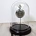 Decorative Dome 7” x 4.5” Clear Glass Display Cloche Espresso Base for Figurines, Pocket Watch, Metals, Ornaments