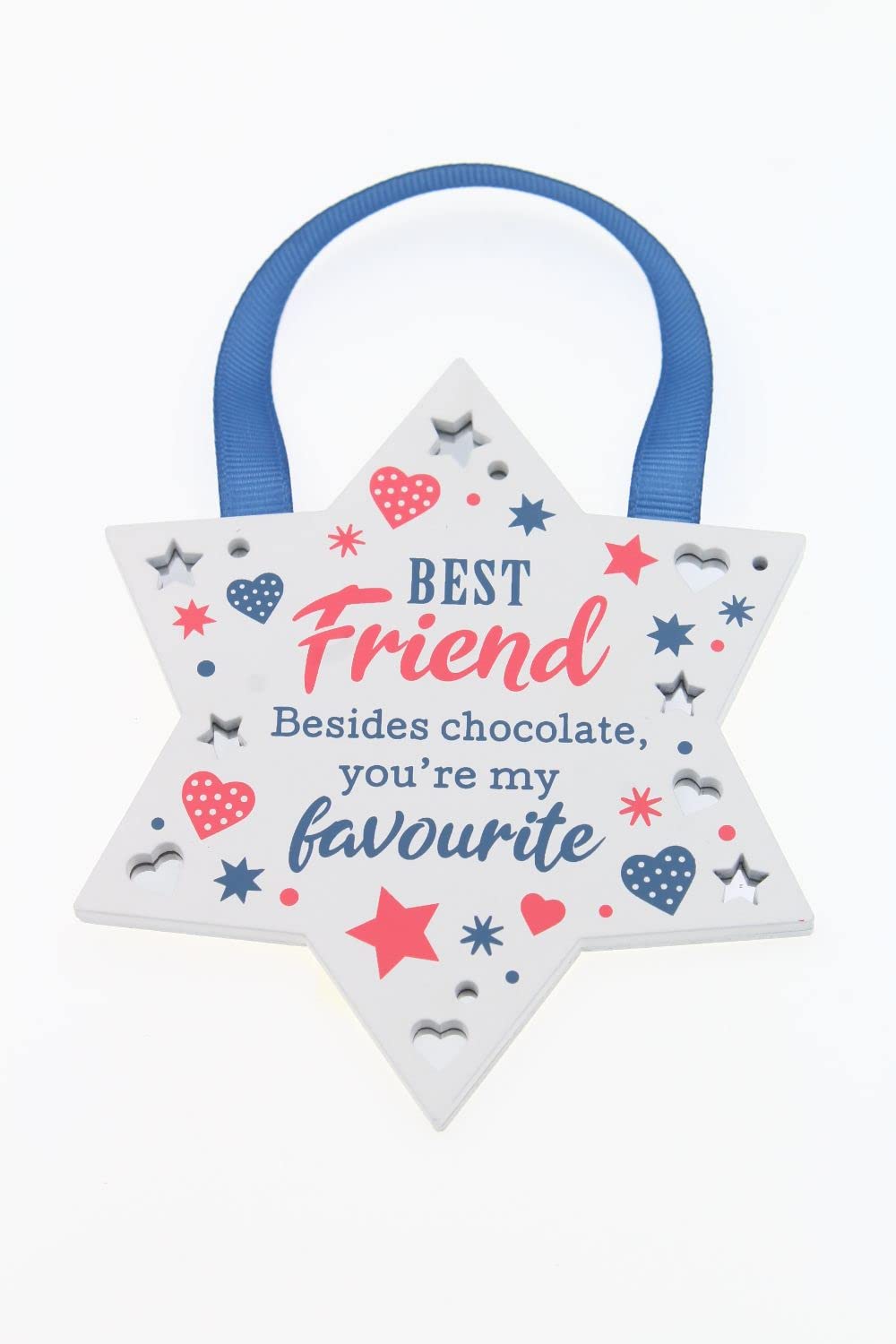 Best Friend Reflective Words Hanging Plaque with Ribbon Wooden Hanger Gift 00200040015