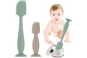 2 Pack Silicone Baby Diaper Cream Spatula, Baby Butt Paste Spatula for Newborn, Bum Brush 1 x Large Size Green, 1 x Small Siz