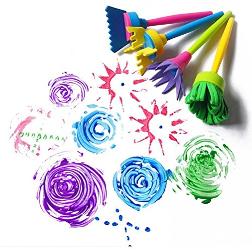 Kids Art & Craft 56 Pieces Sponge Painting Brushes Kids Painting Kits Early DIY Learning include Foam Brushes,Art Craftssponge brush, flower pattern brush, Brush set and 26 English letters